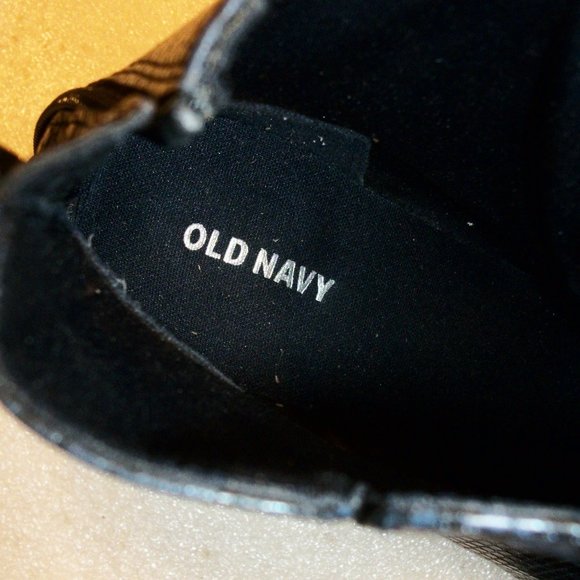 OLD NAVY Sz 10 NWOT Rear Zip Blue/Black Snakeskin Pattern Booties 3" Heel - Picture 6 of 15